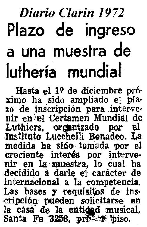 1972 - Muestra de Lutheria - Diario Clarin
